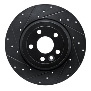 Land Rover Range Rover Evoque Brake Rotor (1) - Rear Left - R1 Concepts - Drilled & Slotted - Black - `16-`19 Land Rover Range Rover Evoque Brake Rotor (1) - Rear Left - R1 Concepts - Drilled & Slotted - Black - `16-`19